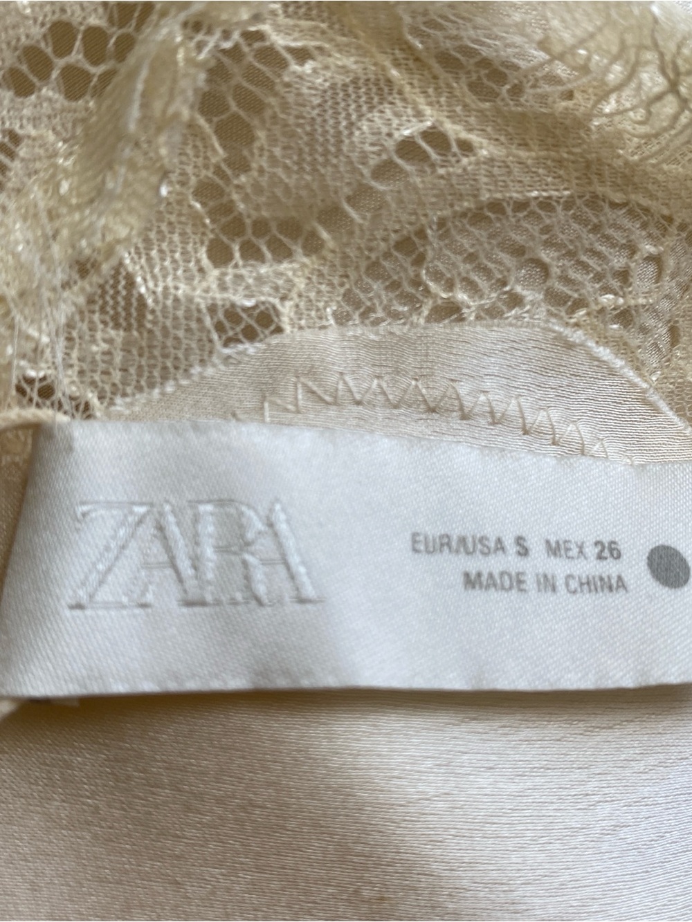 ZARA Slip Dress Women’s S Oyster White Satin Lace Asymmetric Side Slit VNeck NWT - Picture 6 of 12